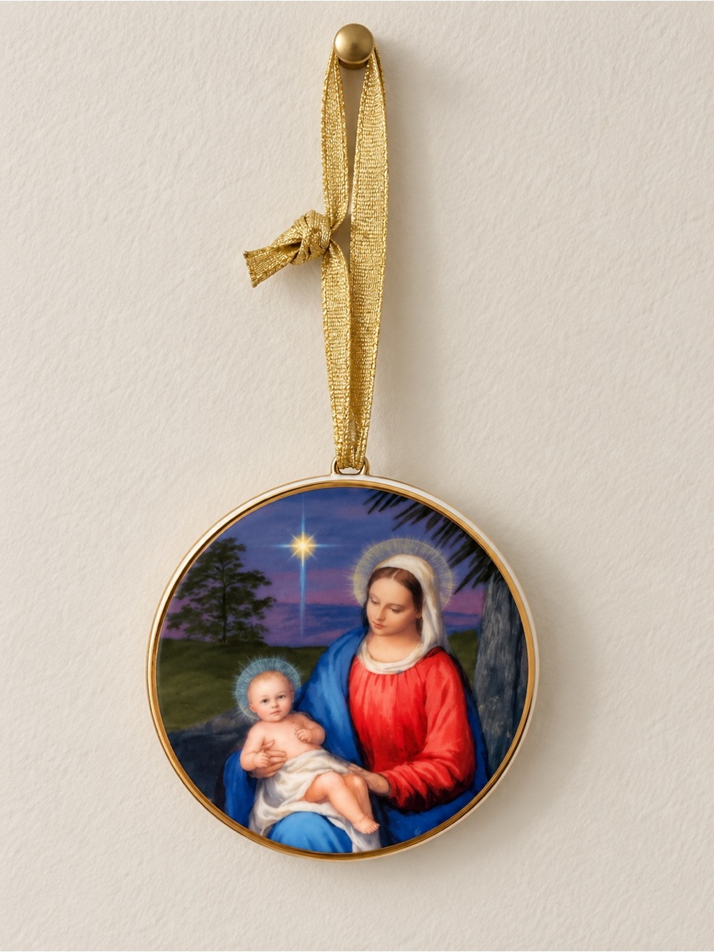 Vintage Avon 1998 Star of Bethlehem Nativity Ornament Porcelain 24K Gold Trim 3"